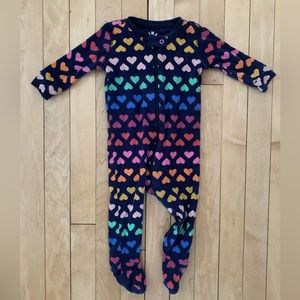 Primary Navy with Rainbow Hearts Footie Sleeper, 3-6m